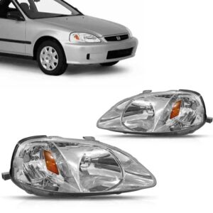 FAROL CIVIC 1999/2000 MASCARA CROMADA PISCA AMARELO