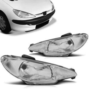 FAROL PEUGEOT 206 98/03 FOCO SIMPLES LENTE RAIADA