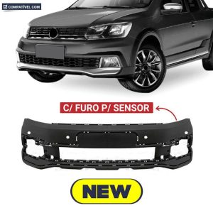 PARACHOQUE DIANTEIRO SAVEIRO CROSS G7 16/22 COM FURO SENSOR PRETO LISO PARCIAL