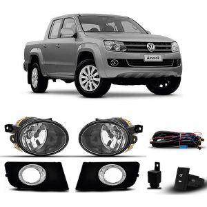 KIT FAROL MILHA AMAROK 10/16 COM GRADE ARO CROMADO