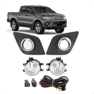 KIT FAROL MILHA HILUX PICK-UP 16/17 COM GRADE ARO CROMADO
