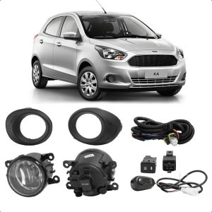 KIT FAROL MILHA KA 15/18 COM GRADE PRETA COM BOTÃO UNIVERSAL