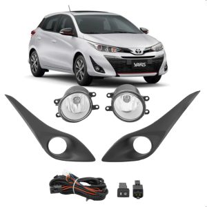 KIT FAROL MILHA YARIS 18/22 COM GRADE PRETA TEXTURIZADA IMPORTADO