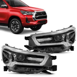 FAROL HILUX 21/25 PICK-UP ELETRICO CROMADO COM LED 8 PINOS IMPORTADO