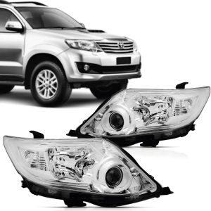 FAROL HILUX SW4 12/15 ELETRICO COM XENON SEM REATOR SEM MOTOR CROMADO IMPORTADO