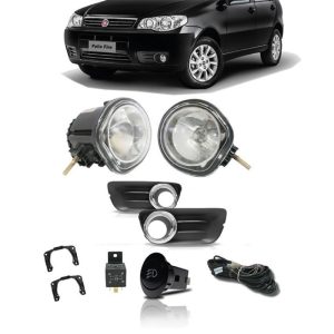 KIT FAROL MILHA PALIO G3 ZOIAO 11/15 ECONOMY COM GRADE ARO CROMADO