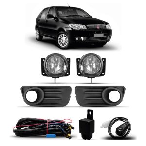 KIT FAROL MILHA PALIO 11/15 ZOIÃO/ECO COM GRADE PRETA COM BOTÃO UNIVERSAL