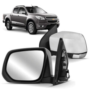 RETROVISOR S10 12/24 RETRATIL EXTERNO ELETRICO CROMO COM PISCA SEM PINTURA CEGO 6 PINOS