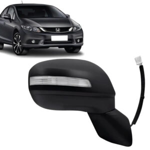 RETROVISOR EXTERNO CIVIC 12/16 ELETRICO COM PISCA PRETO