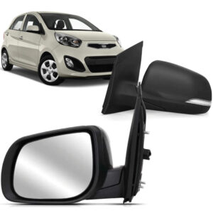 RETROVISOR EXTERNO PICANTO 12/15 ELETRICO RETRATIL COM PISCA SEM AQUECIMENTO PRETO
