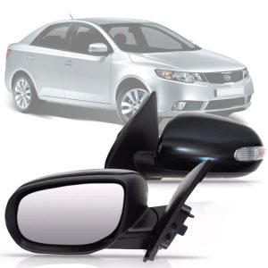RETROVISOR EXTERNO CERATO 09/13 ELETRICO COM PISCA PRETO LISO COM AQUECIMENTO