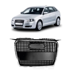 GRADE RADIADOR A3 SPORTBACK 07/08 PRETA COM MOLDURA CROMADA IMPORTADA