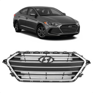 GRADE RADIADOR ELANTRA 17/18 PRETA MOLDURA CINZA IMPORTADA