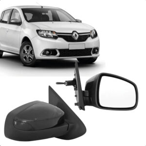RETROVISOR EXTERNO SANDERO/ LOGAN 14/24 COM CONTROLE COM CAPA PRETO LISO