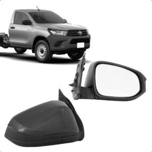 RETROVISOR EXTERNO HILUX 16/20 SW4/PICK-UP PRETO LISO FIXO
