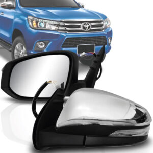 RETROVISOR EXTERNO HILUX 16/25 PICK-UP ELETRICO RETRATIL COM PISCA CROMADO