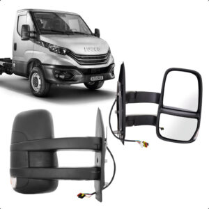 RETROVISOR IVECO 20/25 ELETRICO BRAÇO LONGO COM PISCA ANTIGA BASE RETA