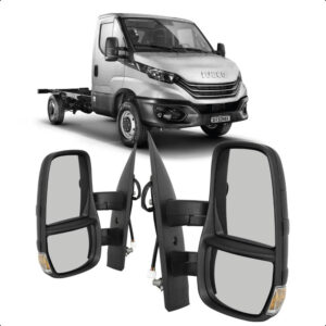 RETROVISOR IVECO 20/25 ELETRICO BRAÇO CURTO COM PISCA ANTIGA BASE RETA