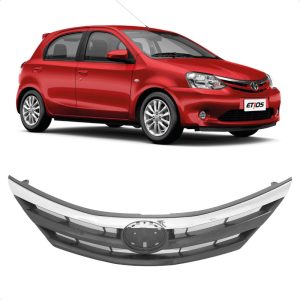 GRADE RADIADOR ETIOS 12/16 CINZA MOLDURA CROMADA IMPORTADA