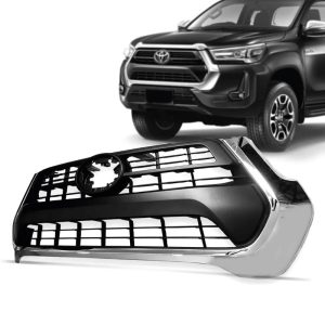 GRADE RADIADOR HILUX 21/25 PRETA COM FRISO CROMADO SEM FURO CAMERA IMPORTADO