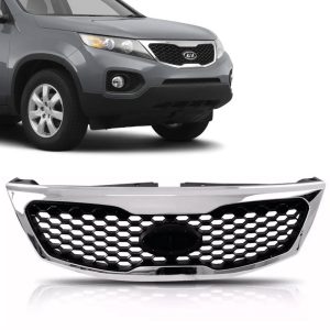 GRADE RADIADOR SORENTO 10/12 PRETA MOLDURA CROMADA IMPORTADA