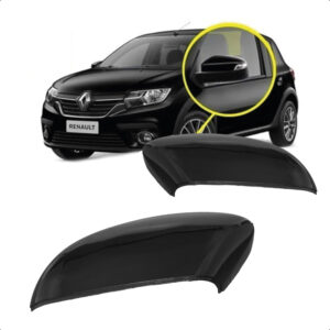 CAPA RETROVISOR EXTERNO SANDERO/ LOGAN 14/24 COM FURO PISCA PRETO IMPORTADO