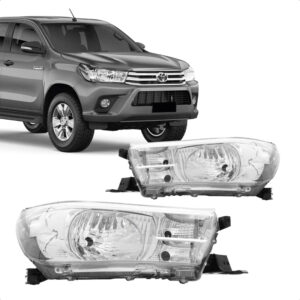 FAROL HILUX PICK-UP 16/20 MANUAL/ ELETRICO SEM LED CROMADO COM PRETO IMPORTADO