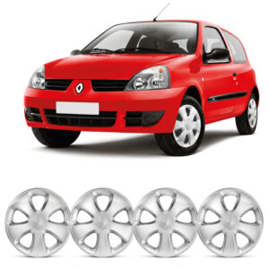 JOGO CALOTA CLIO 06/15 ARO 13 PRATA ENCAIXE