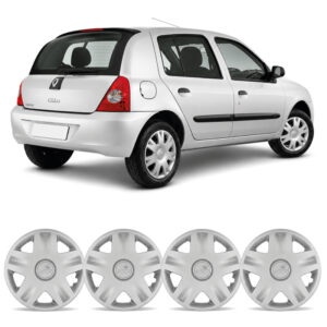 JOGO CALOTA CLIO 06/15 SANDERO 08/11 ARO 14 PRATA ENCAIXE