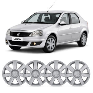 JOGO CALOTA CLIO 12/16 LOGAN 11/14 SANDERO 11/14 ARO 14 PRATA ENCAIXE