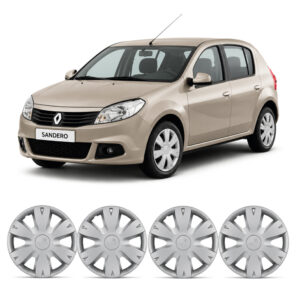 JOGO CALOTA CLIO 12/16 LOGAN 11/14 SANDERO 11/14 ARO 14 PRATA ENCAIXE