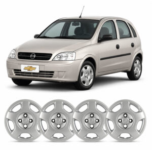 JOGO CALOTA CORSA HATCH/ SEDAN 03/09 ARO 14 PRATA PARAFUSO