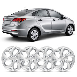 JOGO CALOTA HB20/ HB20S 20/25 ARO 15 PRATA PARAFUSO