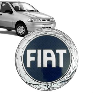 EMBLEMA GRADE RADIADOR REDONDO LINHA FIAT 00/10 COLADO AZUL