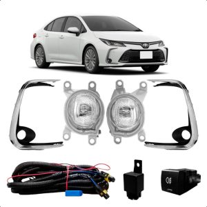 KIT FAROL MILHA COROLLA 20/26 COM FAROL AUXILIAR FRISO CROMADO IMPORTADO