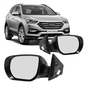 RETROVISOR EXTERNO SANTA FE 14/19 ELETRICO COM PISCA RETRATIL COM AQUECIMENTO COM LUZ CORTESIA IMPORTADO